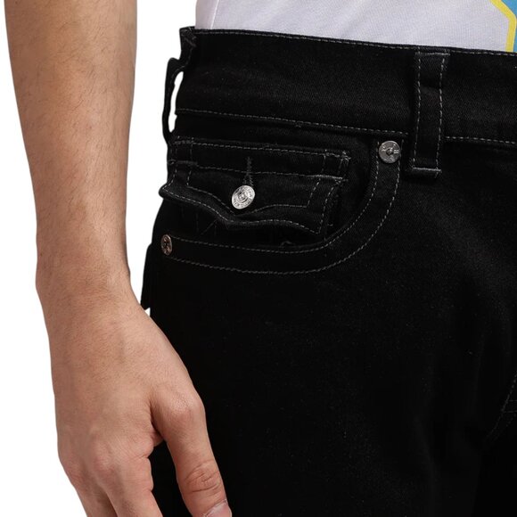 True Religion Ricky Straight Jeans Men's Size 36x32 Solid Black Flap Pockets NWT - Picture 5 of 14